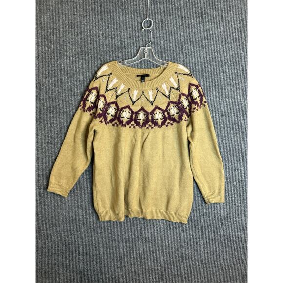 Lane Bryant Womens Fair Isle Pullover Sweater Plus Size 18/20 Brown Crew Neck - Picture 1 of 6